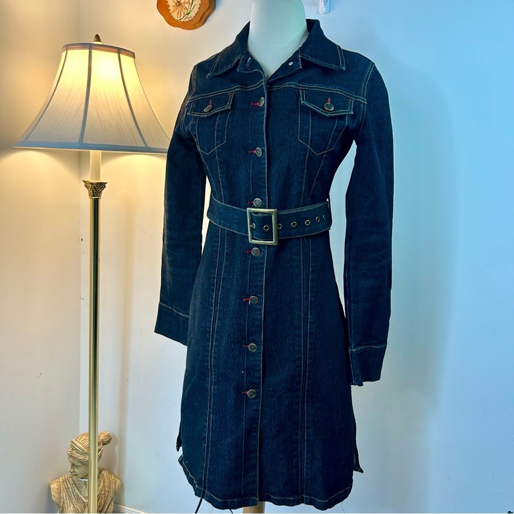 Vintage Dark Denim Belted Dress